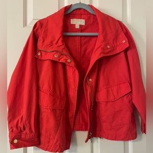 Michael Kors red cropped cargo pocket jacket L